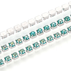 Светлый Морско-зеленый Цепочки из железа и АБС-пластика с имитацией жемчуга, цепочки из искусственного жемчуга ABS, с катушкой, платина, светло-зеленый, 2x2x2 мм, около 30.00 футов (9.14 м) / рулон