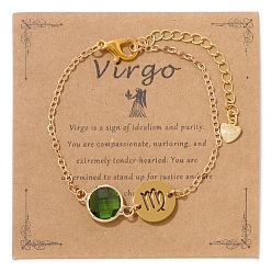 Дева Созвездия сплава горный хрусталь звенья браслеты для девочек женщин, золотые, Дева, 7-1/2 дюйм (19 см)