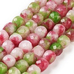 Зеленый газон Бусины из натурального белого нефрита, граненые, окрашенные, кубические, зеленый газон, 7x8x7 мм, отверстие : 1 мм, около 47~48 шт / нитка, 13.35~13.46'' (33.9~34.2 см)