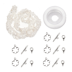 Quartz Crystal DIY Bracelets Necklaces Jewelry Sets, Natural Quartz Crystal Chips Beads Strands, Toggle Clasps, Lobster Claw Clasps and Elastic Wire, 12.6x10.6x2.1cm