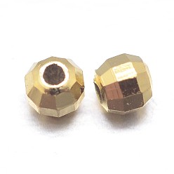 Настоящее золото 18K Граненые круглые бусины-проставки из стерлингового серебра 925, реальный 18 k позолоченный, 2 мм, отверстие : 0.8 мм, Около 1086 шт / 20 г