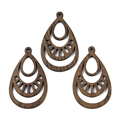 Кокосово-Коричневый Подвески из орехового дерева, слеза, кокосового коричневый, 44.5x27x2.5 мм, отверстие : 2 мм