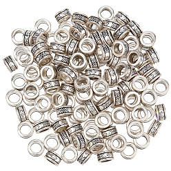 Antique Silver 150Pcs Tibetan Style Beads, Lead Free, Cadmium Free & Nickel Free, Flat Round, Antique Silver, 8x4mm, Hole: 5mm