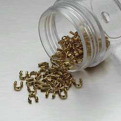 Raw(Unplated) Brass Wire Guardian and Protectors, Raw(Unplated), Nickel Free, about 4mm wide, 5mm long, 1mm thick, hole: 0.5mm