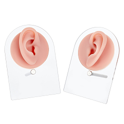 Персиковый Слойка 2 шт. 2 стили силиконовые ушные гибкие модели частей тела серьги дисплеи, с 2шт. прозрачных акриловых витрин, розовые, 6.1x2.75 см, 1 шт / стиль