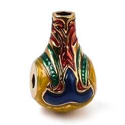 Colorful 304 Stainless Steel Enamel Beads, Vase Shape, 3 Hole Guru Beads, Golden, Colorful, 19.5x12x14mm, Hole: 2.5mm