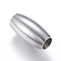 Stainless Steel Color Tarnish Resistant 304 Stainless Steel Magnetic Clasps, Barrel, Stainless Steel Color, 18x9mm, Hole: 5mm