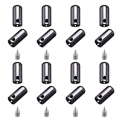 Черный Цвет Металла Цинковые торцевые крышки сплава, колонка, металлический черный , 13x5.5 мм, отверстие : 2 мм, внутренний диаметр: 3.5 мм, 30 комплекты