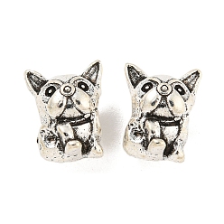 Античное Серебро Стойки покрытие сплава европейские шарики, бусины с большим отверстием, без кадмия, без никеля и без свинца, бульдог, античное серебро, 12.5x10x9.5 мм, отверстие : 5 мм