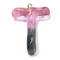 Letter T Смола подвеска, с обнаружением железного кольца, Письмо ~ Z, Письмо T, 39x27.5x7.5 мм, отверстие : 2 мм