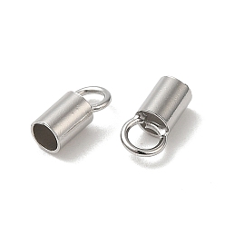 Platinum Rhodium Plated 925 Sterling Silver Cord Ends, End Caps, Column, Platinum, 7x3.5x3mm, Hole: 2.3mm, Inner Diameter: 2.5mm