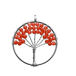 Красный Подвески из окрашенного натурального нефрита, плоско-круглые, красные, 50 мм