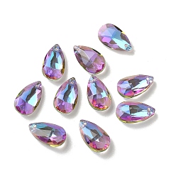 Темная Орхидея Кулоны из граненого стекла, темные орхидеи, 16x9x5 мм, отверстие : 1 мм