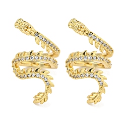 Настоящее золото 18K Серьги-манжеты из циркония, дракон, реальный 18 k позолоченный, 26x15.5 мм