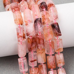 Красный Кварц Натуральный гематоидный кварц / нитки из железистого кварца, граненые, колонка, с бисером, 10~14x6~8 мм, отверстие : 1.4~1.5 мм, около 28 шт / нитка, 15.83'' (40.2 см)