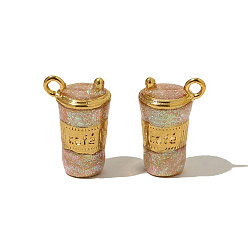 Настоящее золото 18K 304 нержавеющей стальной эмали подвески, пить чары, с блеском порошок, ионное покрытие (ip), реальный 18 k позолоченный, 15x10 мм