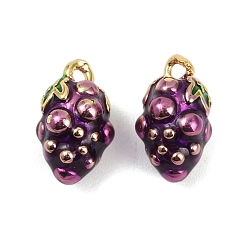 Винограды Латунь эмаль прелести, пищевые чары, без кадмия и без свинца, реальный 18 k позолоченный, винограды, 11.5x6.5x7 мм, отверстие : 1.2 мм