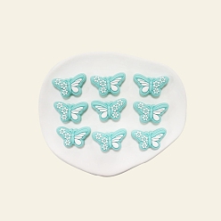 Бирюза Фокальные бусины из пищевого силикона, бабочка, бирюзовые, 18x32 мм