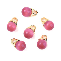 Светло-Вишневый Подвески кошачий глаз, с настоящими 18 к золотыми медными выводами, слеза, светло-вишневый, 13x8 мм, отверстие : 3 мм