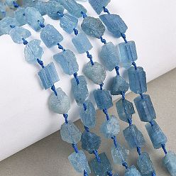 Аквамарин Необработанные грубые нити натурального аквамарина, самородки, 6~18x6~14x4~10 мм, отверстие : 1 мм, около 28~39 шт / нитка, 16.73'' (42.5 см) ~ 16.93'' (43 см)