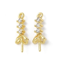 Настоящее золото 18K Латунь микропаве из кубического циркония, для полуразрушенной бусины, без свинца и без кадмия, долговечный, стойки покрытие, реальный 18 k позолоченный, 16x6x6 мм, отверстие : 1 мм