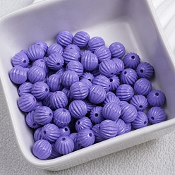 Средний Синий Шифер Непрозрачные акриловые бусины, гофрированный круглый, средний грифельно-синий, 9.5 мм, отверстие : 2 мм