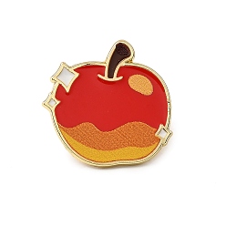 Яблоко Фрукт эмалированный значок, покраска золотых значков из сплава для лацканов одежды рюкзака, яблоко, 24x25 мм