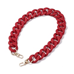 FireBrick Acrylic Oval Curb Chain Bag Handles, with Alloy Swivel Clasps, for Bag Straps Replacement Accessories, FireBrick, 61.5cm