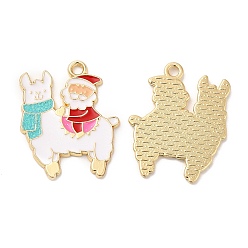 Santa Claus Рождественские эмали сплава подвески, долговечный, с блеском порошок, без кадмия, без никеля и без свинца, золотые, Дед Мороз, 27x21.5x1.5 мм, отверстие : 1.8 мм
