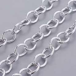 Silver Aluminium Cable Chains, Unwelded, Oval, Silver, 14x11x2mm