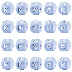 Letter K 20 силиконовые бусины с синими кубическими буквами 12x12x12 мм квадратные кубики алфавита бусины с 2 мм отверстием распорка свободные бусины с буквами для браслета, ожерелья, ювелирных изделий, letter.k, 12 мм, отверстие : 2 мм