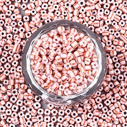 Коралловый 8/0 бисер полосатый стеклянный, непрозрачных цветов, круглые, коралл, 3~3.5x2~2.5 мм, отверстия: 0.9 мм, около 4500 шт / мешок