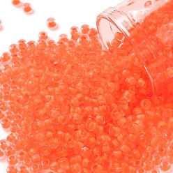 (803F) Frosted Luminous Neon Salmon Toho runde Rocailles, japanische Rocailles, (803 f) gefrosteter leuchtender Neonlachs, 8/0, 3 mm, Bohrung: 1 mm, ca. 10000 Stk. / Pfund