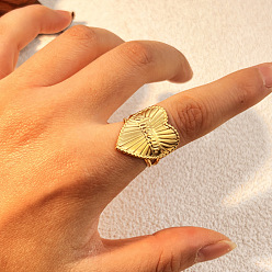 Сердце 304 из нержавеющей стали манжеты кольца, открытые кольца, золотые, сердце, 23 мм