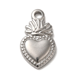 Нержавеющая Сталь Цвет Не тускнеющие 304 подвески из нержавеющей стали, чары священного сердца, цвет нержавеющей стали, 22x12.5x3 мм, отверстие : 2 мм