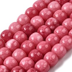 Ярко-Розовый Природного нефрита нитей бисера, окрашенные, барабан, ярко-розовый, 10x8~9 мм, отверстие : 1.4 мм, около 42 шт / нитка, 14.37~14.57 дюйм (36.5~37 см)