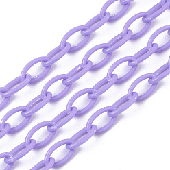 Средний Фиолетовый Непрозрачные акриловые кабельные цепи, лошадиный глаз , средне фиолетовый, 13x8x2 мм, 18.5 дюйм ~ 19.29 дюйм (47~49 см) / нить