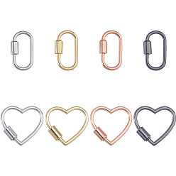 (52) Непрозрачная лаванда 8 шт. 2 стили 4 цвета карабин с винтовым креплением из сплава, подвески, овальные и сердце, разноцветные, 28.5~29x15.5~30x2.5 мм, 1 шт / цвет