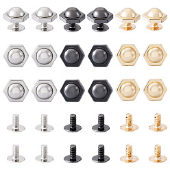 (52) Непрозрачная лаванда 18 наборы 3 цвета железные винты, с гайками из сплава, шестиугольник, разноцветные, 11.3x10x5 мм, отверстие : 2.5 мм, 6 наборы / цвет