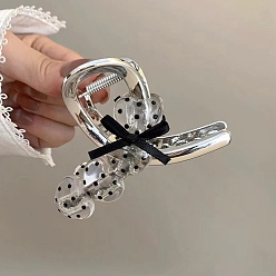 Платина Заколки для волос в форме банта из сплава ацетата целлюлозы в горошек с изображением сердечка любви, аксессуары для волос для женщин девушки густые волосы, платина, 80x55x50 мм