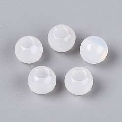 Natural Agate Natural White Agate European Beads, Smooth Round, Large Hole Beads, 12~12.5x10~11mm, Hole: 5mm