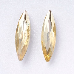 Свет Топаз Имитация австрийского хрусталя горный хрусталь, класс А, задние и задние, лошадиный глаз , светлый топаз, 14~14.5x4x2.5~3 мм