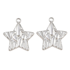 Platine Pendentifs en acier inoxydable, breloques en forme d'étoile martelée, platine, 304mm, Trou: 21.5x19.5x1.5mm