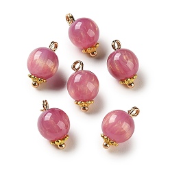 Бледно-фиолетовый Красный Подвески сплава cmолы, круглые подвески, с блеском порошок, золотые, бледно-фиолетовый красный, 16x10 мм, отверстие : 2.5 мм
