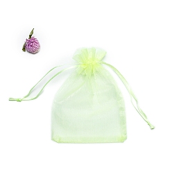 Бледно-Зеленый Прямоугольные сумки для хранения подарков из органзы на шнурке, бледно-зеленый, 15x10 см