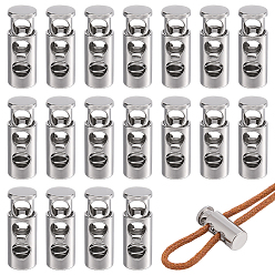 Golden Alloy Cord Locks, Double Hole Drawstring Stopper Fastener Buttons, Column, Golden, 25x9mm, Hole: 4mm