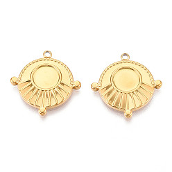 Настоящее золото 18K 304 Настройки кабошон из нержавеющей стали кулон, ионное покрытие (ip), плоско-круглые, реальный 18 k позолоченный, 23x22.5x2 мм, отверстие : 1.6 мм
