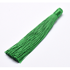 Dark Sea Green Nylon Tassels Big Pendant Decorations, Dark Sea Green, 120x10mm, Hole: 5mm