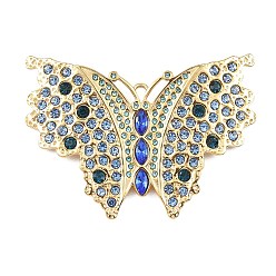 Разноцветный 304 подвески из нержавеющей стали со стразами, прелести мотылька, вакуумное покрытие pvd, реальный 18 k позолоченный, красочный, 43x58x4 мм, отверстие : 2.5x2 мм