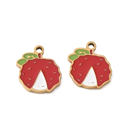 Litchi Фрукты 304 подвески из нержавеющей стали с эмалью, золотые, ионное покрытие (ip), амулеты из личи, 13.5x12x1.5 мм, отверстие : 1.5 мм